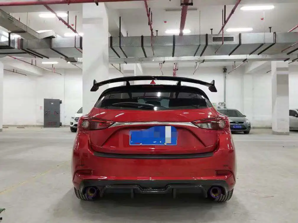 Для Mazda 3 Axela хэтчбек 2013- FRP материал Неокрашенный задний спойлер крыло крышка багажника автомобиля Стайлинг