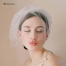 Lakshmigown короткая фатиновая блестящая вуаль, белые свадебные аксессуары для свадьбы свадебный вуаль с расческой свадебная фата