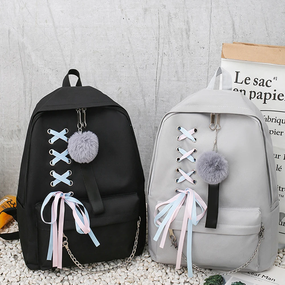 4 шт./компл. лента цепь с буквенным Mochila рюкзак туристические рюкзаки для отдыха школьные рюкзаки для девочек-подростков, школьный рюкзак