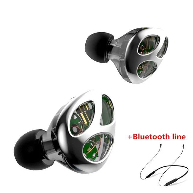 VJJB N30 три блока кольцо Железный наушник в ухо Bluetooth кабель управления шумоподавление HIFI сабвуфер мобильный телефон Универсальный - Цвет: Gray with Bluetooth