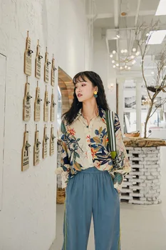 

Zanzea New Limited Blouse Plus Size Korean Vadim Tops Free Shipping 2020 Personality Temperament Shirt Sleeve Print Women Tide