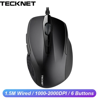 

TeckNet Ergonomic Wired Gaming Mouse 6 Button Adjustable 1000/2000DPI USB Computer Mouse Wired Gamer Optical Mice for Laptop