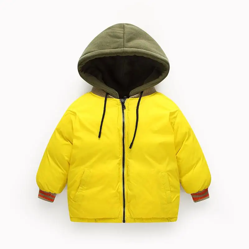 Новинка года; зимние детские комбинезоны; детское однотонное хлопковое пальто; куртка для мальчиков и девочек; 5 цветов; ветровка для малышей - Цвет: yellow