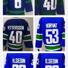 Все сшитые мужские трикотажные изделия Elias Pettersson Brock Boeser Bo Horvat Henrik Sedin