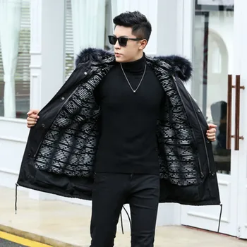 

Real Fur Coat Men Rex Rabbit Fur Coat Real Raccoon Fur Collar Real Fur Parka Plus Size Winter Jacket Men Casaco A-062 YY1082