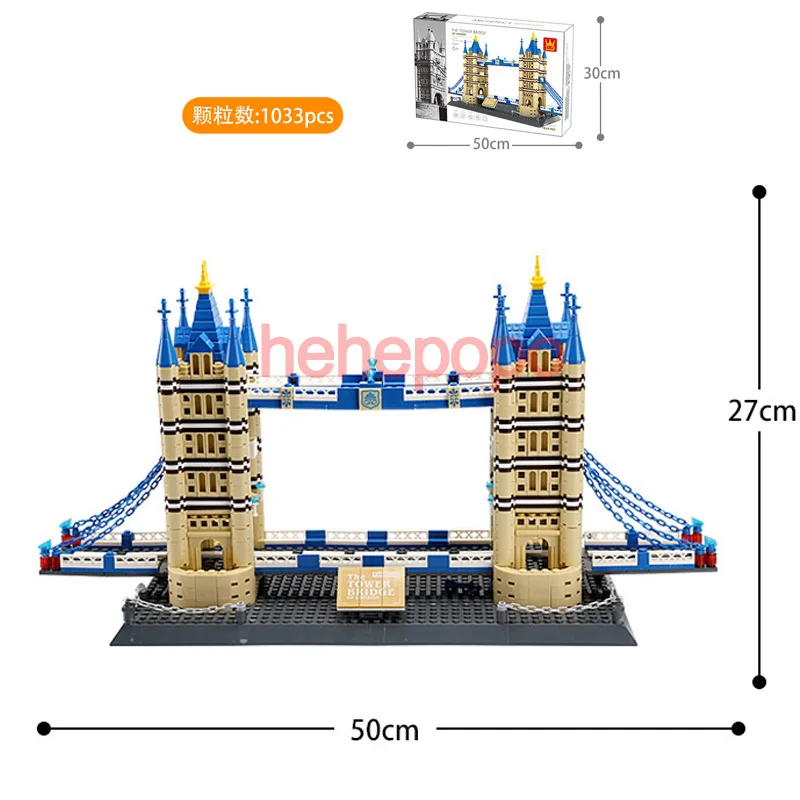 

1033pcs 8013-5215 World Famous Architecture Building Blocks The Tower Bridge of London Big Size Diy Blocks Toy No Box