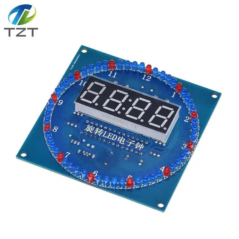 Rotation DEL DS1302 électronique horloge numérique À faire soi-même Kit 51 SCM learning board 5 V UK