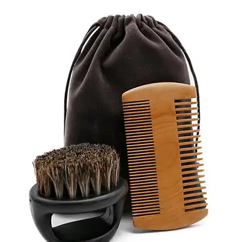 

1 Set Beard Care Set Men'S Beard Groomer Beard Shaving Set Moustache Combs Cleaning Brush Trimmer With Storage Bag