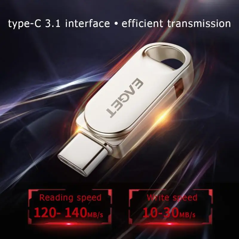 EAGET CU30 16 Гб/32 ГБ/64 Гб/128 Гб металлический USB 3,0/type-C флеш-накопитель карта памяти OTG Тип C ручка-накопитель для ПК Мини U диск