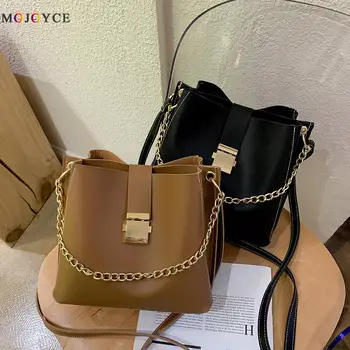 

Leather Shoulder Messenger Bag Women Solid Color Bucket Crossbody Handbags