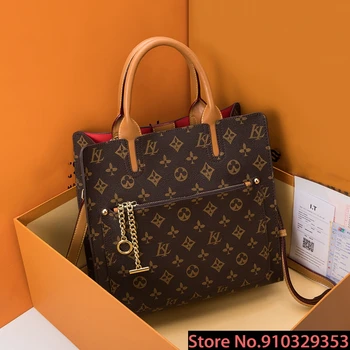 

Real Cowhide Leather Printed Pattern Crossbody Bag for Women Louis Vuitton LV- Shoulder Tote Bags Ladies Purses and Handbags