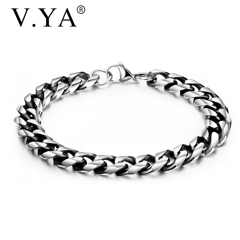 

V.YA stainless steel Men Bracelet Bangle 2019 Christmas Gift Domineering Silver Color Link Chain hand Jewelry Dropshipping