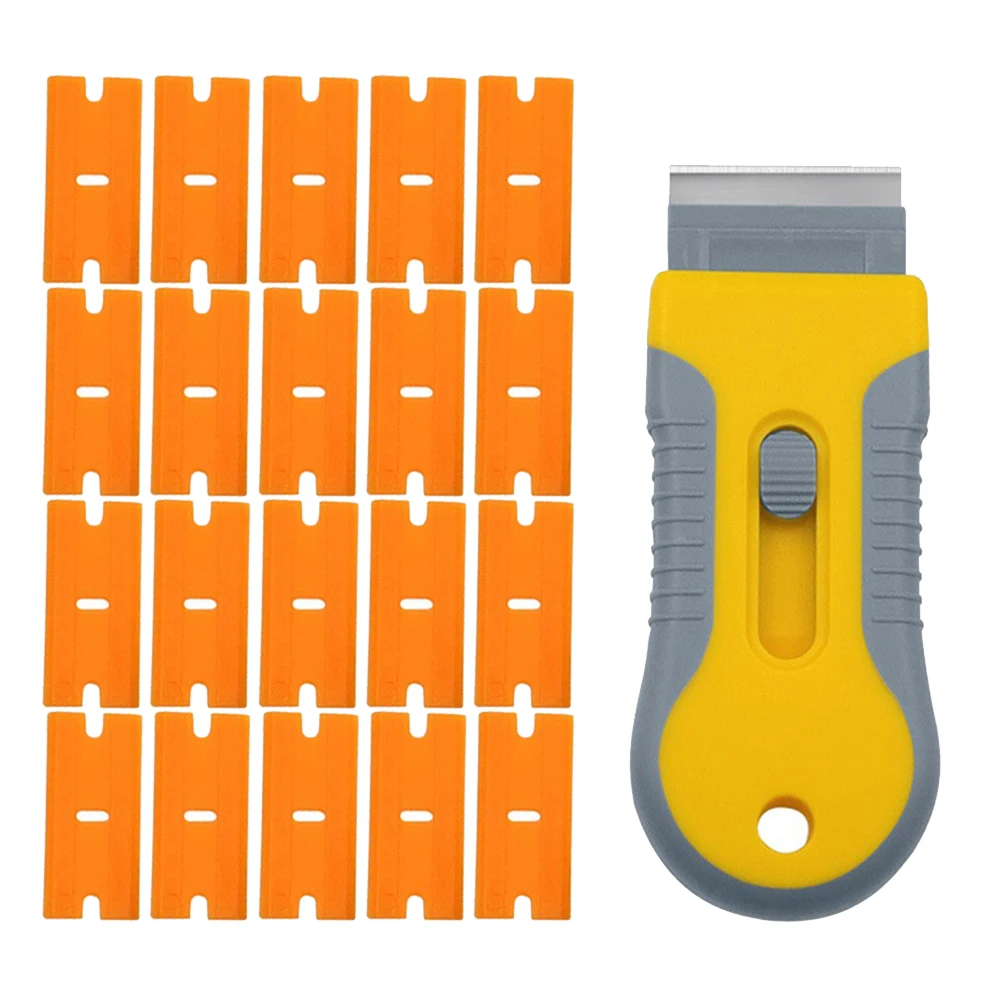 21/34pcs Plastic Steel Handle Scraper Ceramic Glass Oven Window Tinting Tool Blade Car & Window Tint Ceramic Glass Scraper