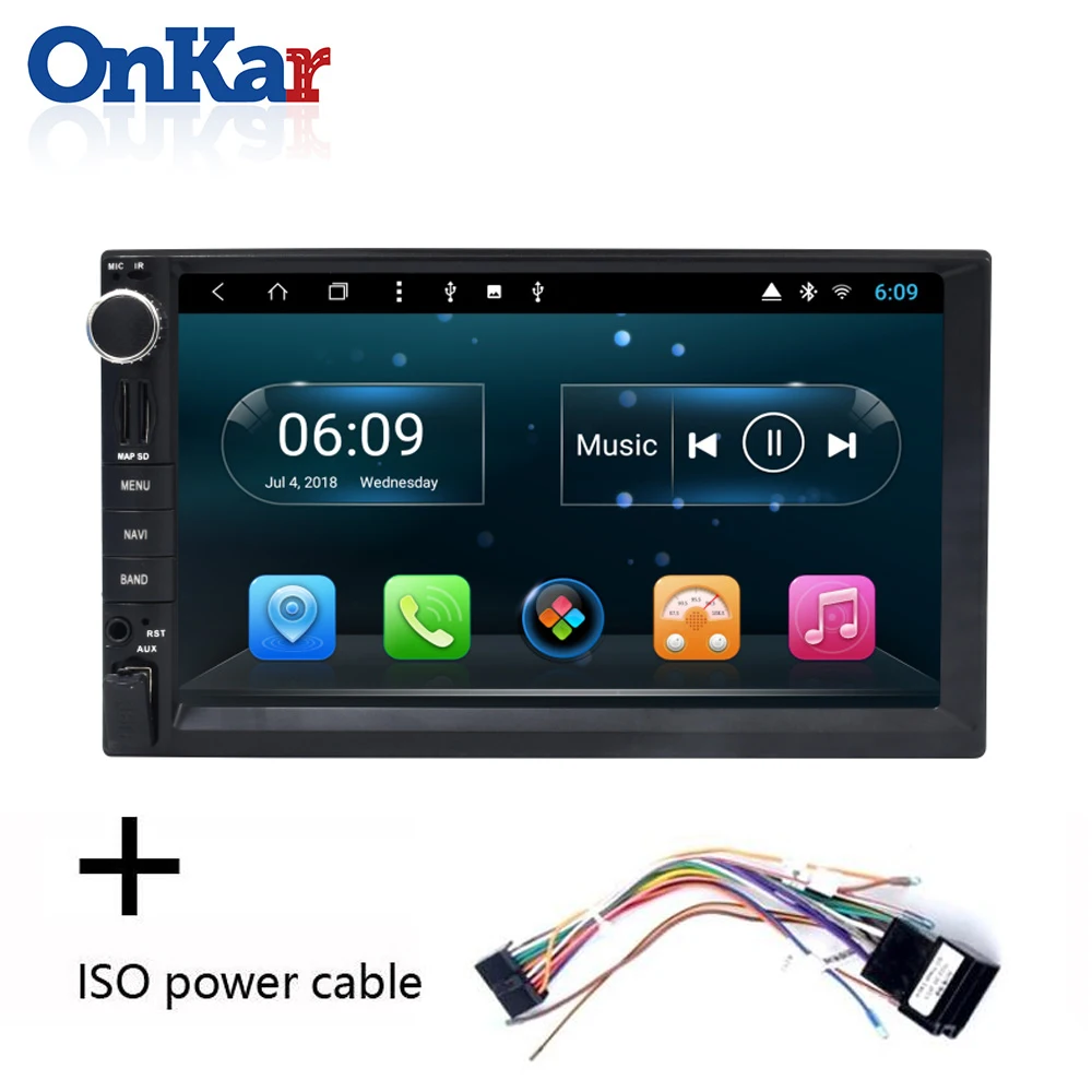 ISO Power cable ONKAR 2 din Android 9,0 7 дюймов Универсальный мультимедийный плеер Передняя USB SD карта автомобильное радио FM Bluetooth Wi-Fi зеркальное соединение головное устройство - Цвет: ISO Power cable