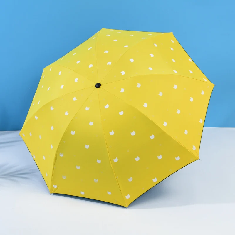 yellow-cat Маленький стильный зонтик, многофункциональный Женский Зонт от дождя и дождя, двойной складной зонт, Солнцезащитный зонт, анти-УФ-зонтик - Цвет: yellow-cat