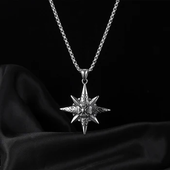316L Stainless Steel Fashion Popular Creative Eight-pointed Star Pendant Personality Trendy Simple Cross Men and Women Universal
