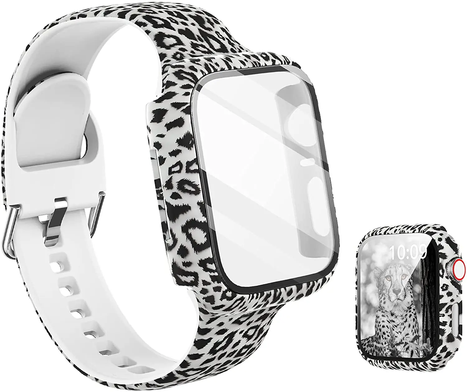 Silicone Strap+Cover for Apple Watch Bands 44mm 40mm 42mm 38mm Screen Protector, Glass+Silicone Wristband Strap for iwatch 2 in1 Silicone Strap+Cover for Apple Watch Bands 44mm 40mm 42mm 38mm Screen Protector, Glass+Silicone Wristband Strap for iwatch 2 in1