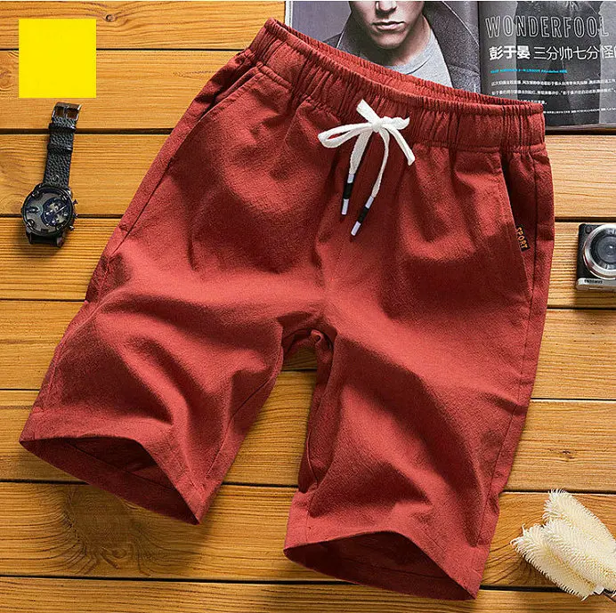 orange red Nice Summer Casual Shorts Men Cotton Solid Slim Fit Mens Compression Shorts Men Beach Shorts Bermuda Masculinac - Цвет: orange red