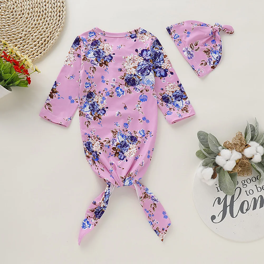 Emmababy, для младенцев, для новорожденных, для ребенка ясельного возраста с длинными рукавами и цветочным принтом для пеленка с принтом Обёрточная бумага Одеяло спальный мешок со спальным мешком+ шапочка; сезон осень