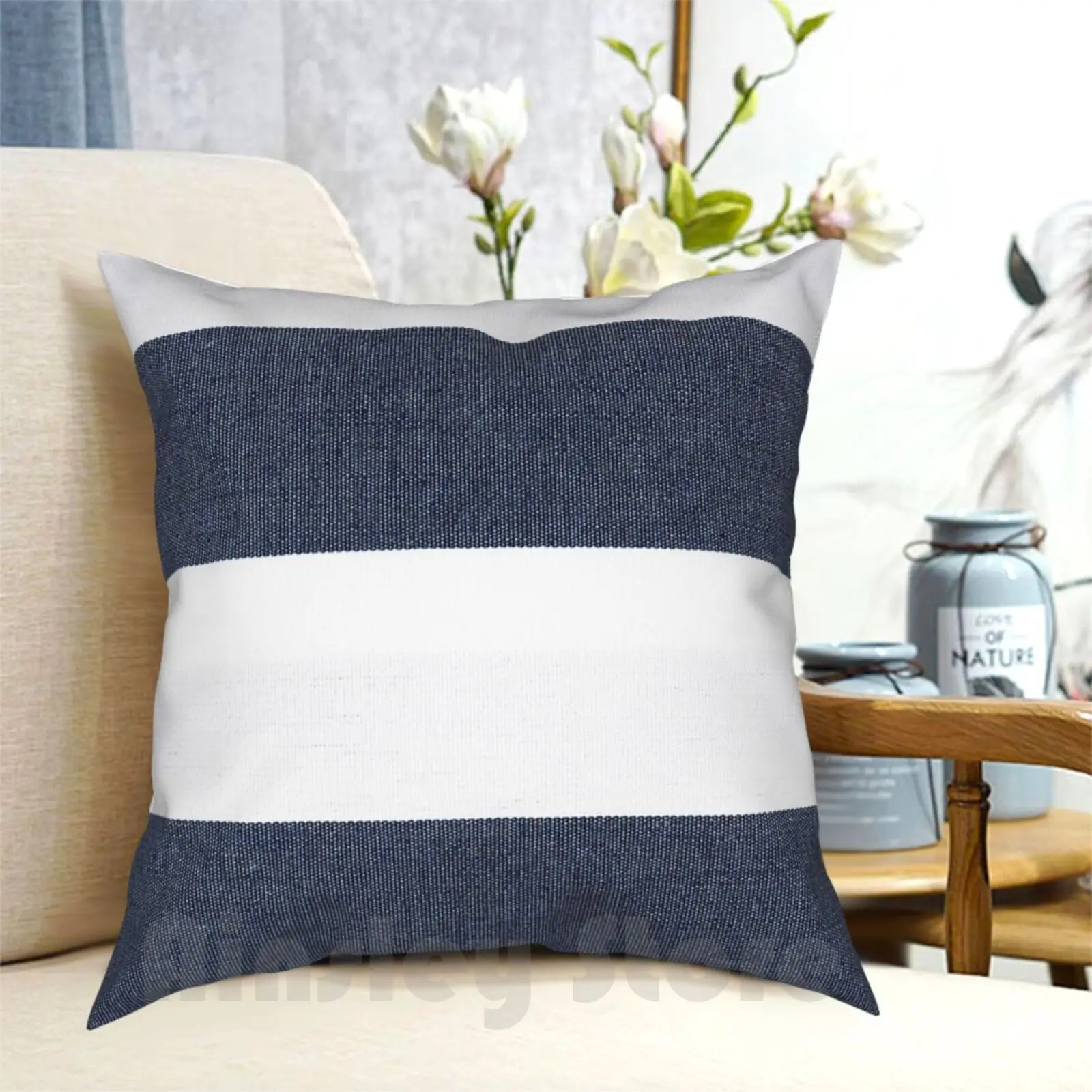 

Navy Blue & White Stripes Pillow Case Printed Home Soft Throw Pillow Navy Blue White Stripes Stripes Blue Stripes Mens