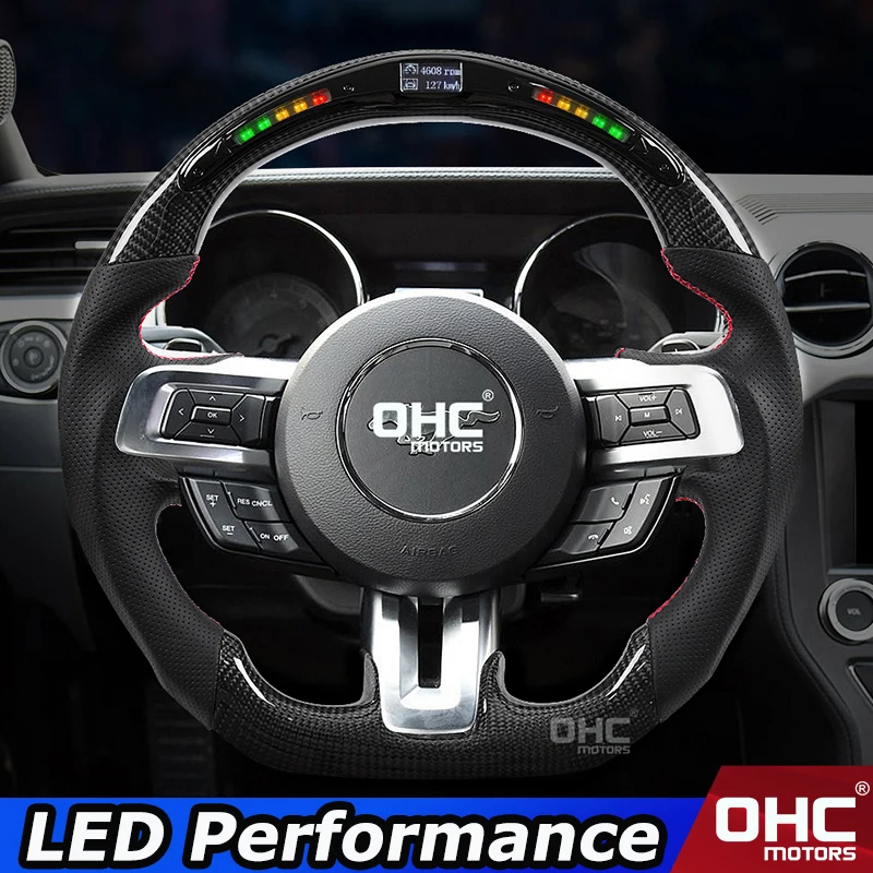 Светодиодный руль из настоящего углеродного волокна совместимый с Ford Mustang OHC Motors