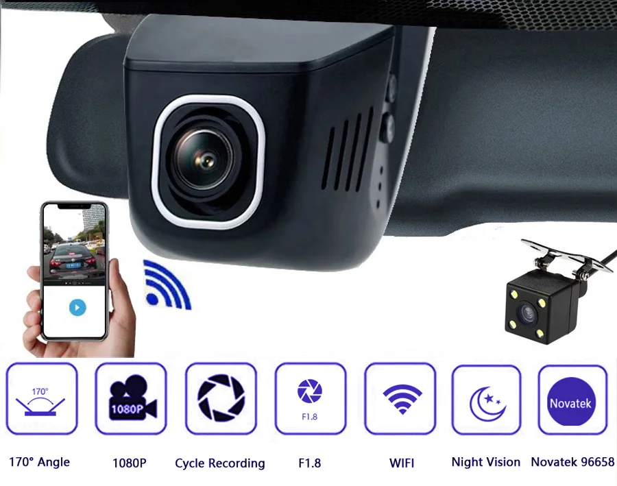 QUIDUX WiFi видеорегистратор Novatek 96658 Автомобильный видеорегистратор SONY IMX 323 скрытая камера-регистратор мини авто видеорегистратор FHD1080P ночное видение