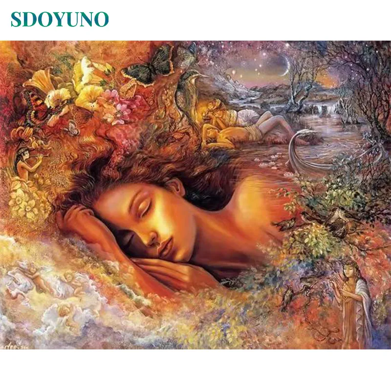 

SDOYUNO 60x75cm Frameless Drawing By Numbers DIY sleeping Beauty Digital Painting Home Decor Painting By Numbers On Canvas