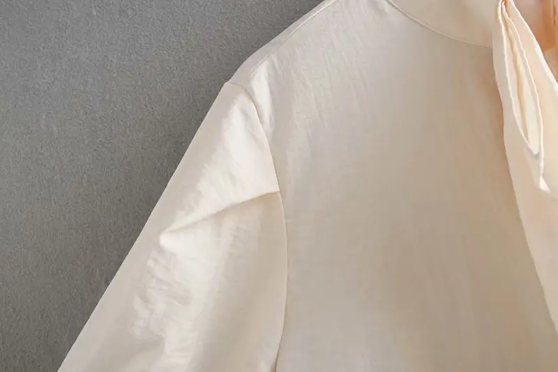 new women elegant stand collar bowknot solid casual Shirts blouses autumn women nine sleeve chic roupas femininas tops LS4522