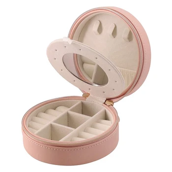 

Small Jewelry Box for Travel Jewelry Organizer Display Storage Case for Necklace Rings Earrings (Pink)