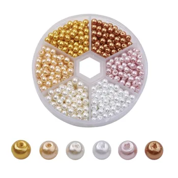 

about 650pcs/box 4mm Round Pearlized Mixed Color Glass Pearl Bead Sets for DIY Jewelry Making bracelet Necklace for women Gifts
