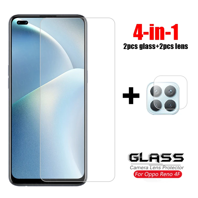 4-in-1 Glass on Reno 4F Tempered Glass Oppo Reno2 Z 2Z 2F 3 4 SE Lite Ace 2 Camera Lens Screen Protector HD Phone Film Reno 4F afbeelding