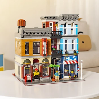 

In Stock MOC Street View Detective's Office with figures Bricks 10246 15011 Building Blocks Creator Expert city streetview toys
