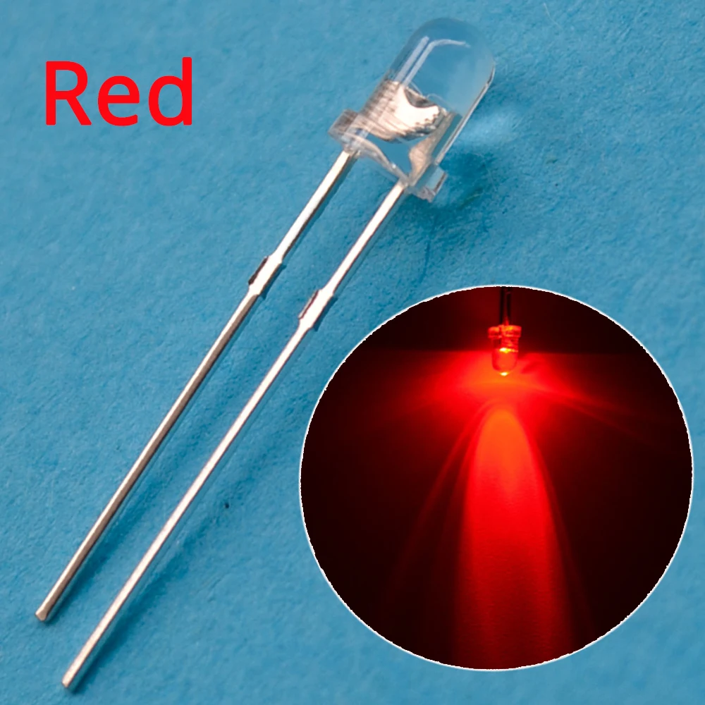 Description Picture 5 of item100Pcs Min F3 3mm Round Red Water Clear Super Bright Light-emitting Diode Bulb Foot Led Lamp Beads Direct Insertion Atmosphere