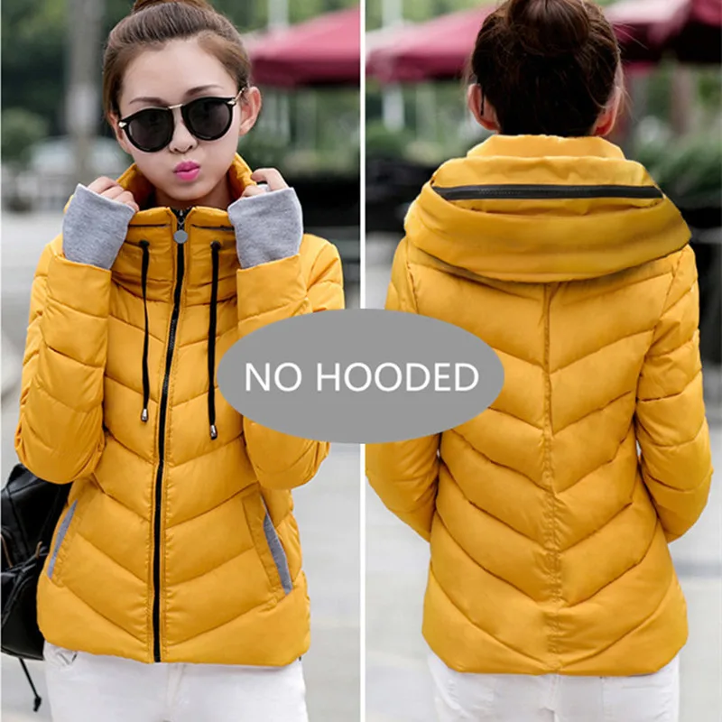 No Hooded--Orange Новое Женское модное пальто зимняя куртка женская верхняя одежда короткая стеганая куртка Женская парка с подкладкой Женское пальто - Цвет: No Hooded--Orange