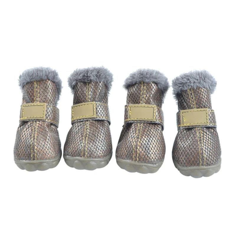 Водонепроницаемые ботинки для собак хлопок супер-волокна кожаный для собак обувь зима супер теплый нескользящий носки для собак продукт для домашних животных 4 шт./компл - Цвет: J