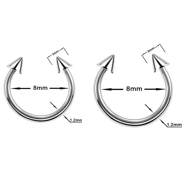 6 шт./компл. Нос Кольца винт C в форме подковы из нержавеющей стали, серьги-кольца для пирсинга перегородки носа, бижутерия для пирсинга, 16G спирали кольца, пирсинг тела, украшения - Окраска металла: Style  4