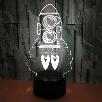

Colorful 3D Press Lamp Illusion LED Night Light USB Table Lamp for Children Baby Kids Gift Bedside Bedroom Cartoon Rocket