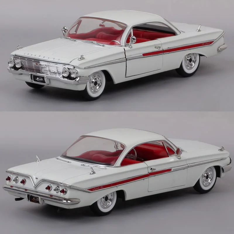 Classic Jada 1:24 Scale 1961 Chevrolet Impala Chevy Coupe Racing Auto Car Model Diecast Vehicle Toy Thumbnails Of Collectible 1 24 scale vintage jada 1973 plymouth barracuda diecast toy vehicle metal pony auto muscle racing car model hobby collectibles