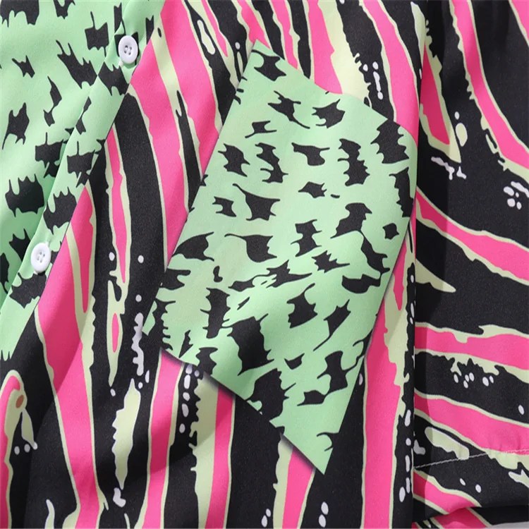 Ropa De Hombre Summer Men Hawaiian Short Sleeve Shirt Mens Casual Leopard Colorblock Beach Shirts Man Oversized Hemd cotton shirt men casual shirt men hawaiian shirt
