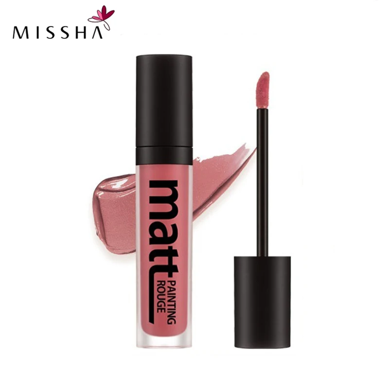 MISSHA velvet lip glaze Lipstick Moisturizing lip Gloss Fresh and natural Korea Cosmetics (BE01 latte powder)