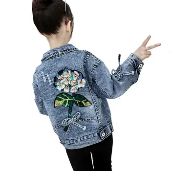 

Girls Denim Jacket 2020 Spring/Autumn Korean Style Fashion Stereo Flower Outerwear Coat For Girl Size 110-160 Cowboy Coat Clj519