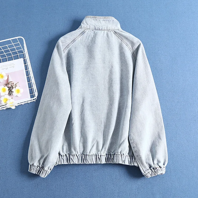 

TN35 Workwear-Style Denim Jacket Spring New Style WOMEN'S Dress Loose-Fit Slimming Long Sleeve Cowboy Hoodie Pullover Coat