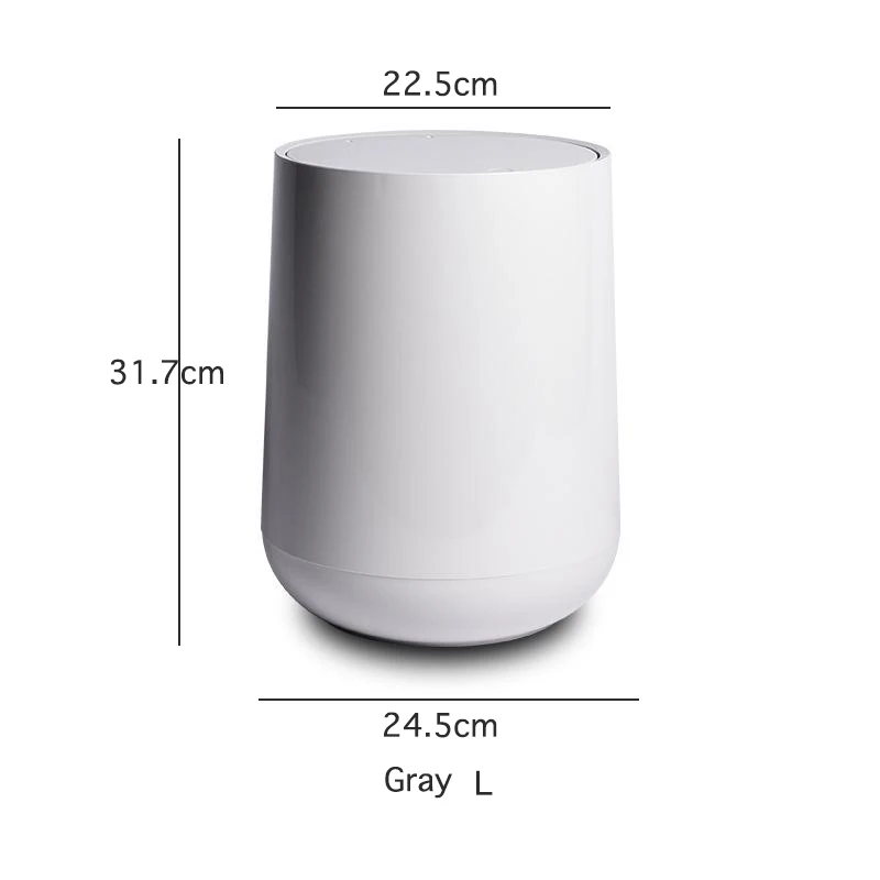 Nordic Double-Layer Waste Bins Pressing Type Round Trash Can Plastic Flip Cover Desktop Dustbin Household Cleaning Tools 10L/4L - Цвет: Gray 10L