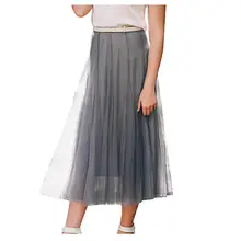 Женская модная Милая однотонная Повседневная сетчатая юбка с высокой талией, юбка женская faldas mujer moda ropa mujer#2N26