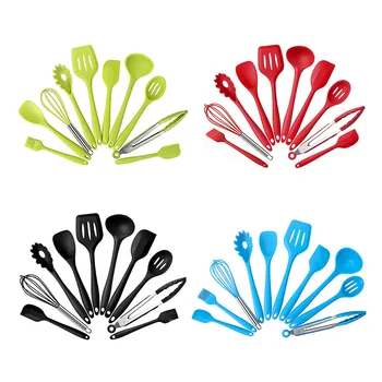 

Silicone Kitchenware Set of 10 Non-stick Cookware Set Kitchen Tools Baking Utensils Silicone Kitchen Utensils Cookware new