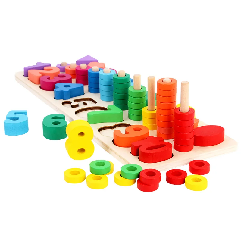 

Montessori Early Teaching Aids Kindergarten 3-6 Years Old Baby Educational Three-in-One Number Lettered Numbers Board Shape Unde