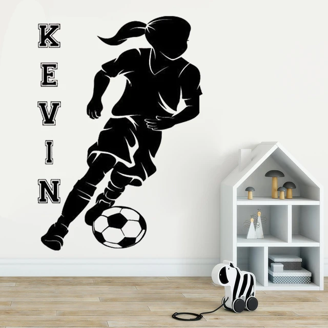 Custom Name Wall Stickers Bedroom Soccer Decor Decals Player Kids ...