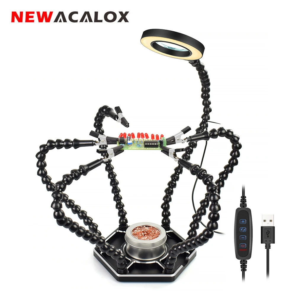 Soldering Iron Helping Holder Third Hand Flexible Arm USB Magnifier Welding Tool Soldering Iron Helping Holder Third Hand Flexible Arm USB Magnifier Welding Tool