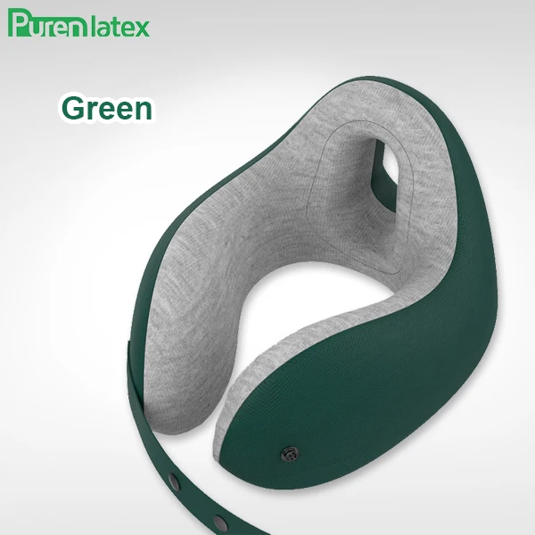 PurenLatex комфортная дорожная подушка с эффектом памяти u-образная подушка для поддержки шеи Расслабляющая и Спящая для самолета поезда автомобиля автобуса офисного сна - Цвет: Green