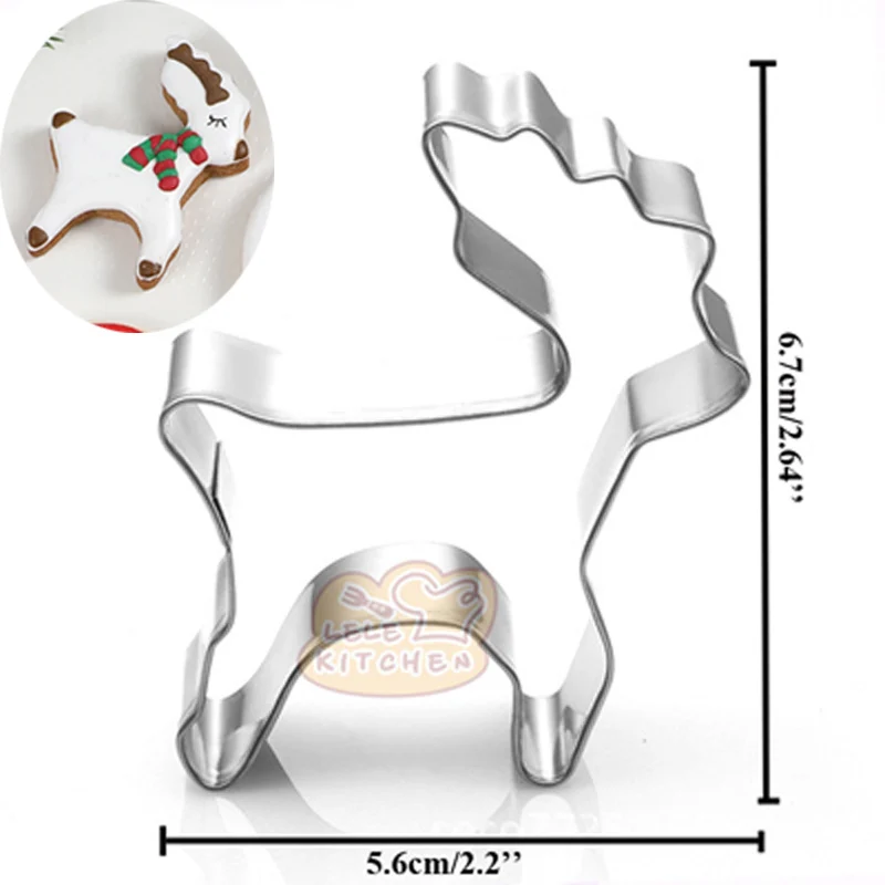 1 шт. рождественские формочки для печенья Рождественский Санта-Клаус Снеговик Снежинка Олень металлические формы для печенья помадка украшения торта инструменты для выпечки - Цвет: Christmas Deer 2
